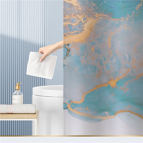 120x180cm 3D Marble Bathroom Shower Curtain Waterproof Fabric Shower Liner with Hooks