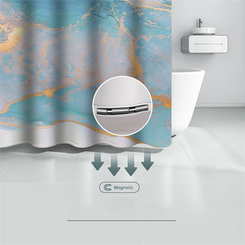 120x180cm 3D Marble Bathroom Shower Curtain Waterproof Fabric Shower Liner with Hooks
