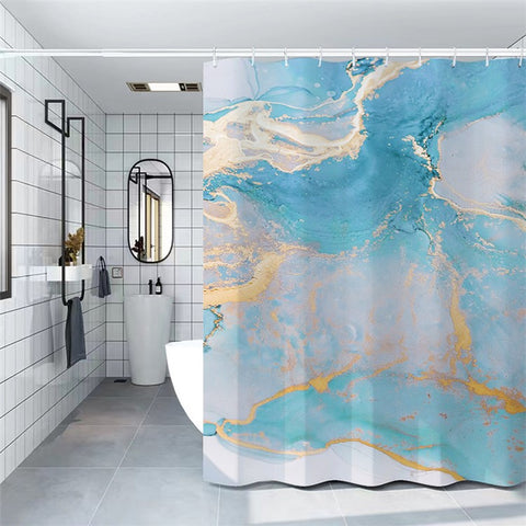 120x180cm 3D Marble Bathroom Shower Curtain Waterproof Fabric Shower Liner with Hooks