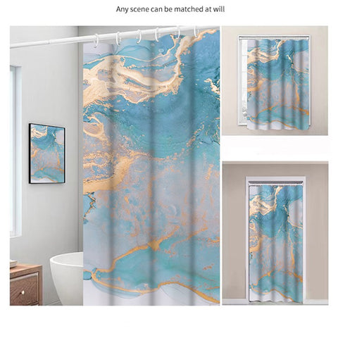 150x180cm Shower Curtain Decor 3D Marble Fabric Standard Tub Curtains Sets Light Penetration
