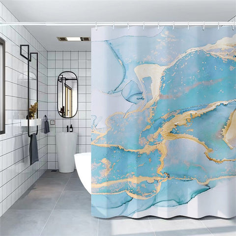 150x180cm Shower Curtain Decor 3D Marble Fabric Standard Tub Curtains Sets Light Penetration