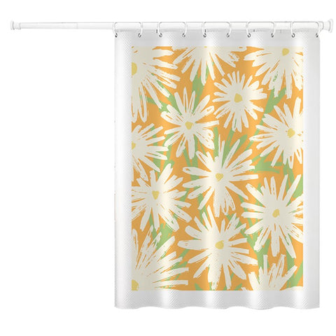 120x180cm Shower Curtain Plant Pattern Mildew-proof Polyester Fabric Curtain