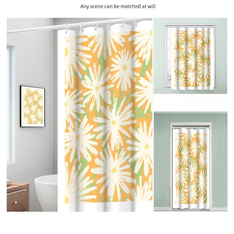 120x180cm Shower Curtain Plant Pattern Mildew-proof Polyester Fabric Curtain