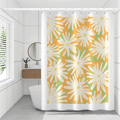 120x180cm Shower Curtain Plant Pattern Mildew-proof Polyester Fabric Curtain