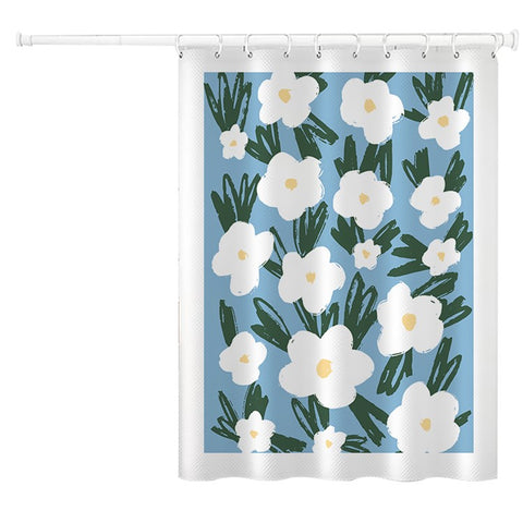 120x180cm Shower Curtain Plant Pattern Mildew-proof Polyester Fabric Curtain