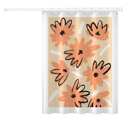 120x180cm Shower Curtain Plant Pattern Mildew-proof Polyester Fabric Curtain