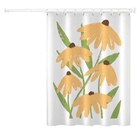 120x180cm Shower Curtain Plant Pattern Mildew-proof Polyester Fabric Curtain