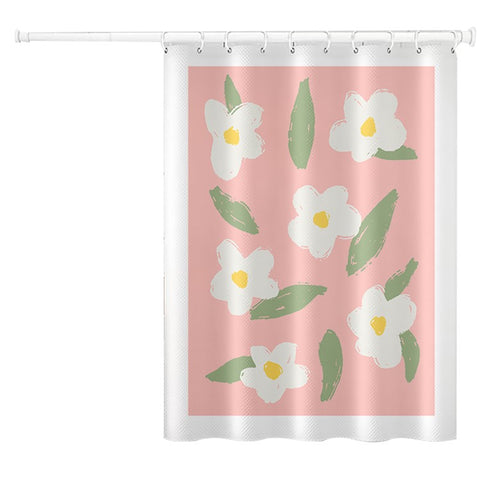 150x180cm Shower Curtain Plant Pattern Polyester Waterproof Curtain