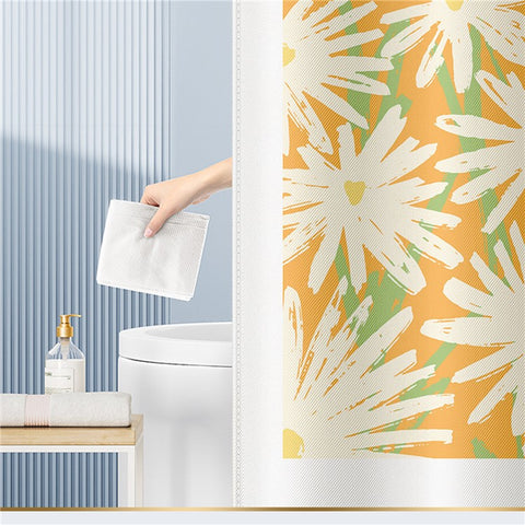 150x180cm Shower Curtain Plant Pattern Polyester Waterproof Curtain