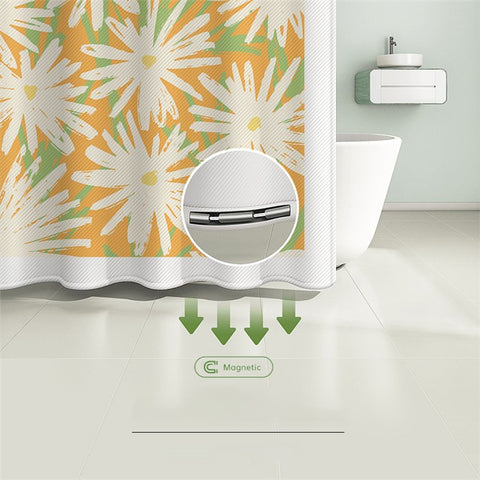 150x180cm Shower Curtain Plant Pattern Polyester Waterproof Curtain