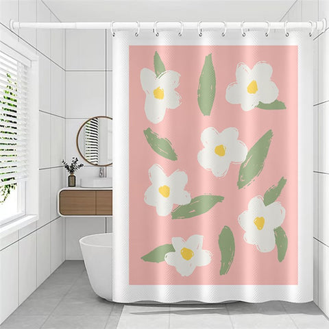 150x180cm Shower Curtain Plant Pattern Polyester Waterproof Curtain