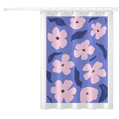 150x180cm Shower Curtain Plant Pattern Polyester Waterproof Curtain