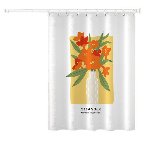 150x180cm Shower Curtain Plant Pattern Polyester Waterproof Curtain