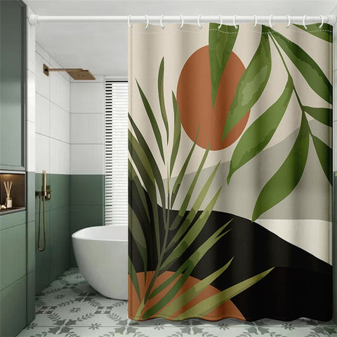 150x180cm Shower Curtain 3D Rainforest Pattern Bathroom Polyester Shower Curtain with 12 Hooks