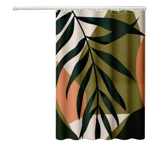 120x180cm Rainforest Pattern Shower Curtain Mildew-proof Bath Curtain Washable with 12 Hooks