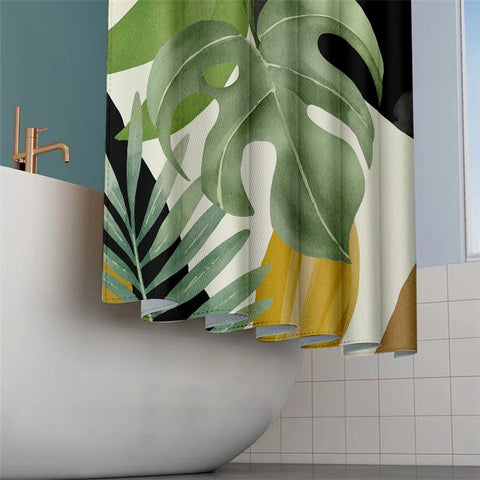120x180cm Rainforest Pattern Shower Curtain Mildew-proof Bath Curtain Washable with 12 Hooks