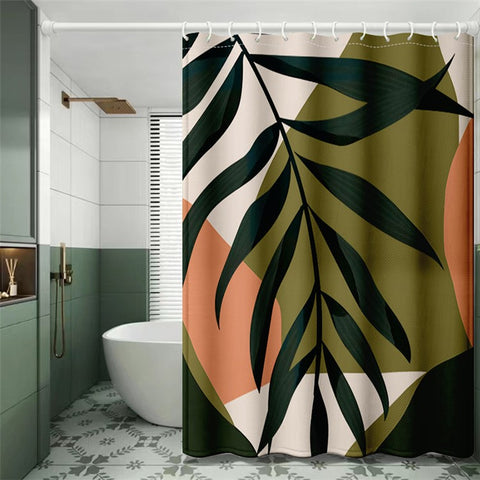 120x180cm Rainforest Pattern Shower Curtain Mildew-proof Bath Curtain Washable with 12 Hooks