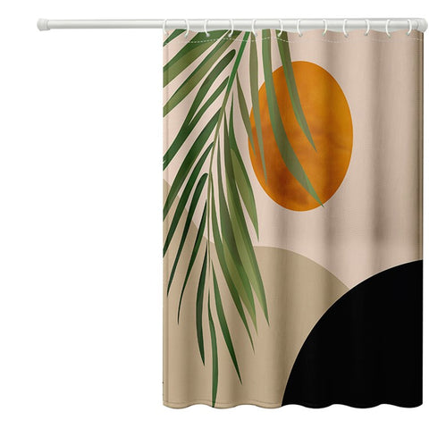 120x180cm Rainforest Pattern Shower Curtain Mildew-proof Bath Curtain Washable with 12 Hooks