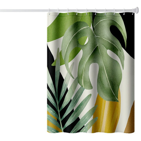 120x180cm Rainforest Pattern Shower Curtain Mildew-proof Bath Curtain Washable with 12 Hooks