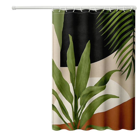 120x180cm Rainforest Pattern Shower Curtain Mildew-proof Bath Curtain Washable with 12 Hooks