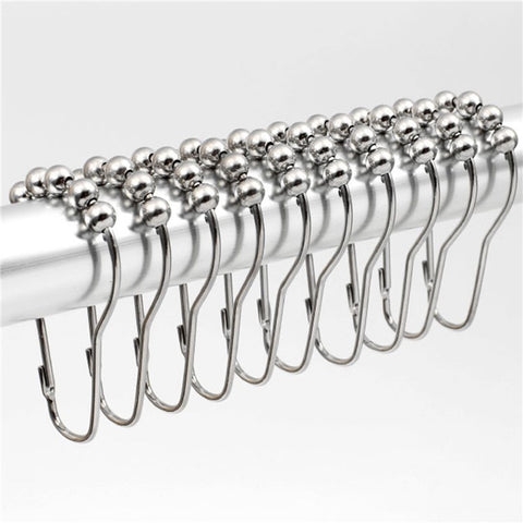 50Pcs 5-Beads Gourd Shaped Ring Stainless Steel Roller Ball Shower Curtain Hook