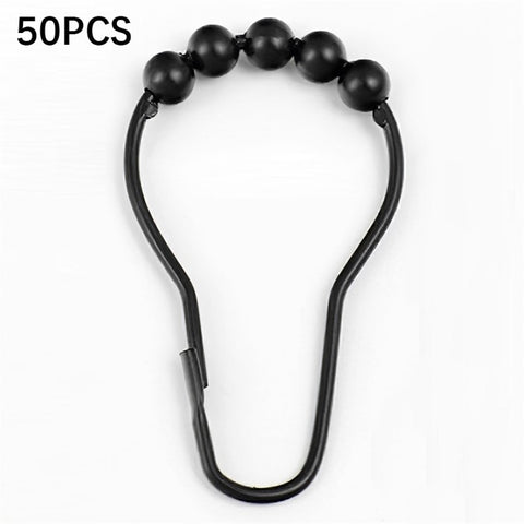 50Pcs 5-Beads Gourd Shaped Ring Stainless Steel Roller Ball Shower Curtain Hook