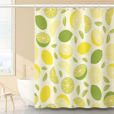 150x180cm Polyester Shower Curtains 3D Fruit Pattern Washable Bath Curtain with 12 Hooks