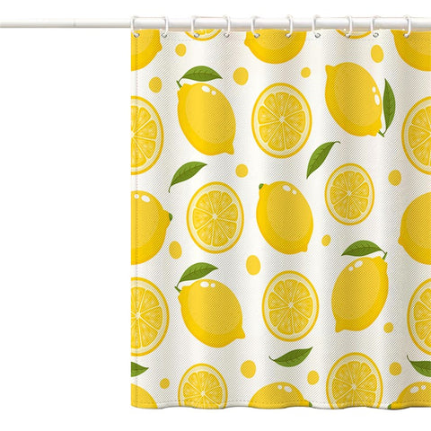 150x180cm Polyester Shower Curtains 3D Fruit Pattern Washable Bath Curtain with 12 Hooks