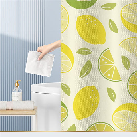 120x180cm Shower Curtain with Hooks 3D Fruit Pattern Polyester Fabric Mildew Resistant Curtain