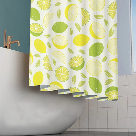 120x180cm Shower Curtain with Hooks 3D Fruit Pattern Polyester Fabric Mildew Resistant Curtain