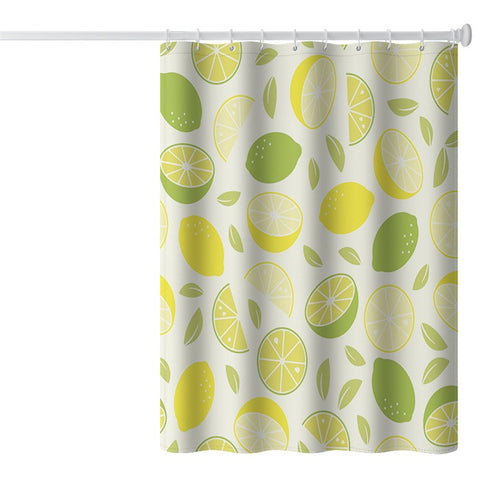 120x180cm Shower Curtain with Hooks 3D Fruit Pattern Polyester Fabric Mildew Resistant Curtain