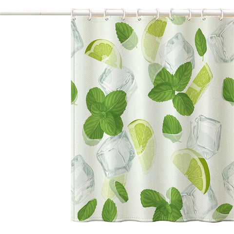 120x180cm Shower Curtain with Hooks 3D Fruit Pattern Polyester Fabric Mildew Resistant Curtain