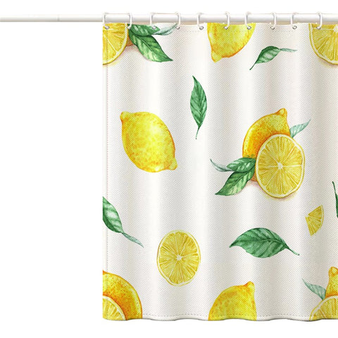 120x180cm Shower Curtain with Hooks 3D Fruit Pattern Polyester Fabric Mildew Resistant Curtain