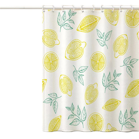 120x180cm Shower Curtain with Hooks 3D Fruit Pattern Polyester Fabric Mildew Resistant Curtain