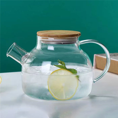 600ML Transparent Teapot Heat Resistant High Borosilicate Glass Water Kettle Shatterproof Juice Jug ( No FDA, BPA Free )