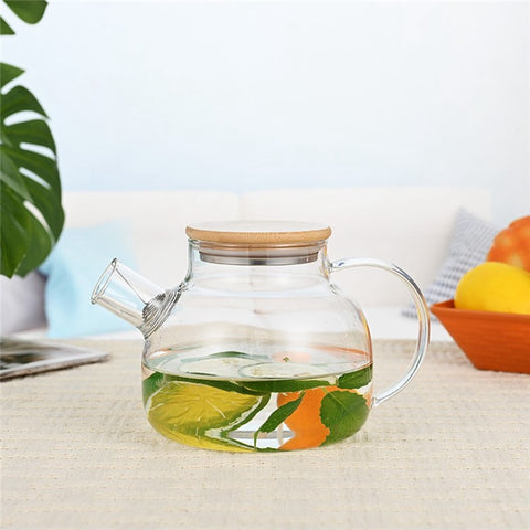 600ML Transparent Teapot Heat Resistant High Borosilicate Glass Water Kettle Shatterproof Juice Jug ( No FDA, BPA Free )