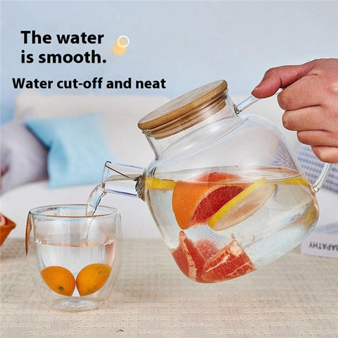 600ML Transparent Teapot Heat Resistant High Borosilicate Glass Water Kettle Shatterproof Juice Jug ( No FDA, BPA Free )