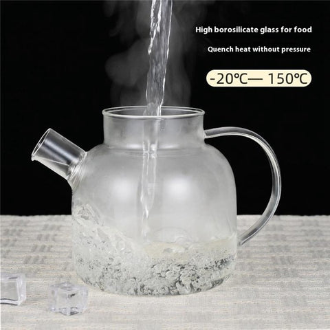 600ML Transparent Teapot Heat Resistant High Borosilicate Glass Water Kettle Shatterproof Juice Jug ( No FDA, BPA Free )