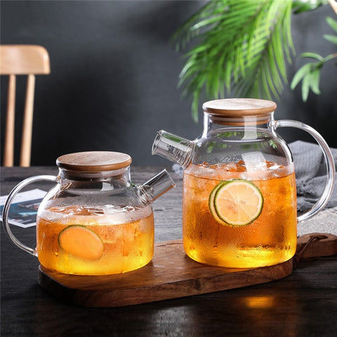 600ML Transparent Teapot Heat Resistant High Borosilicate Glass Water Kettle Shatterproof Juice Jug ( No FDA, BPA Free )