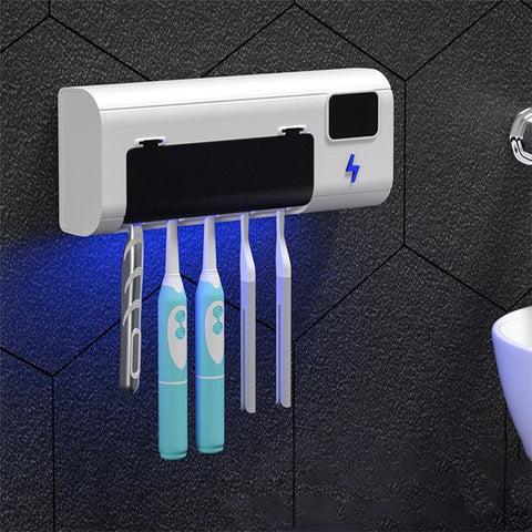 UVC Light Toothbrush Holder Cleaner Wall Mount Sterilizer Box Ultraviolet Toothbrush Rack