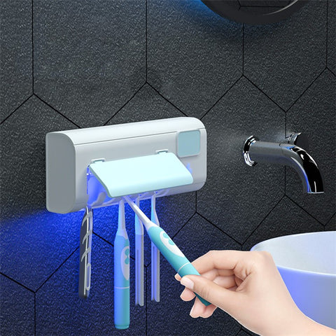 UVC Light Toothbrush Holder Cleaner Wall Mount Sterilizer Box Ultraviolet Toothbrush Rack