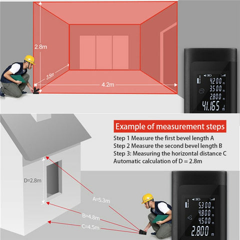 40m Multifunctional LCD Digital Laser Meter Mini Smart Rangefinder Portable Distance Measuring Tool Support USB Charging