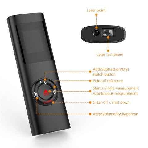 40m Multifunctional LCD Digital Laser Meter Mini Smart Rangefinder Portable Distance Measuring Tool Support USB Charging
