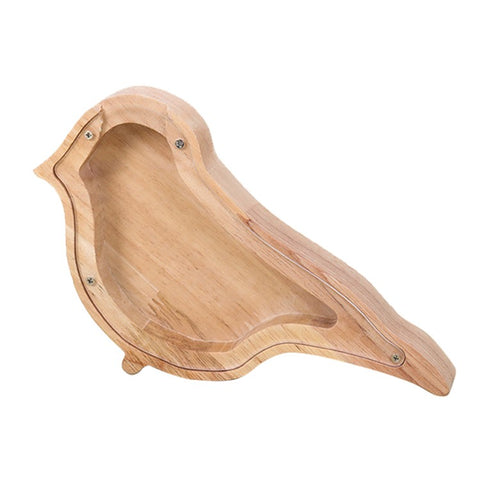 Creative Wooden Animal Piggy Bank Transparent Animal Coin Collect Box Piggy for Kids Gift