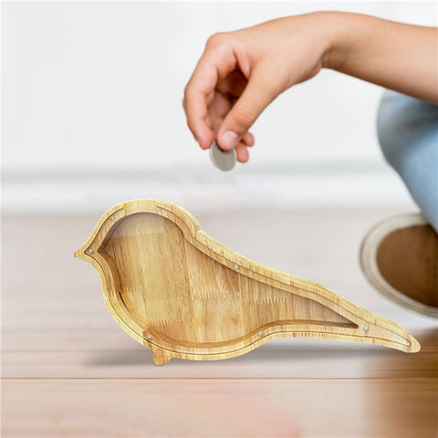 Creative Wooden Animal Piggy Bank Transparent Animal Coin Collect Box Piggy for Kids Gift