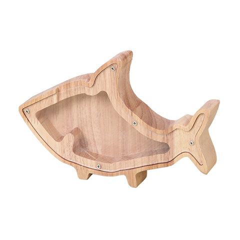 Creative Wooden Animal Piggy Bank Transparent Animal Coin Collect Box Piggy for Kids Gift
