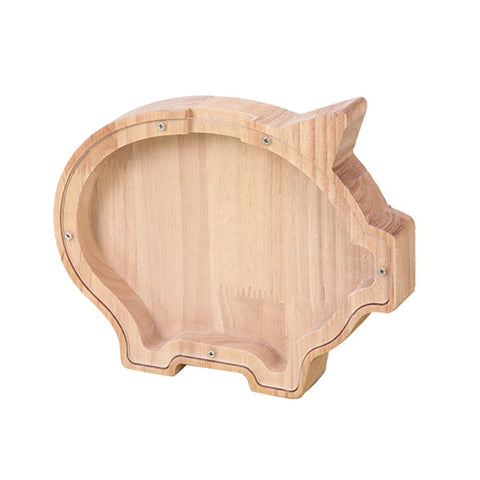 Creative Wooden Animal Piggy Bank Transparent Animal Coin Collect Box Piggy for Kids Gift