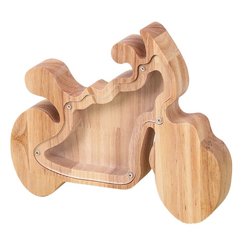 Creative Wooden Animal Piggy Bank Transparent Animal Coin Collect Box Piggy for Kids Gift