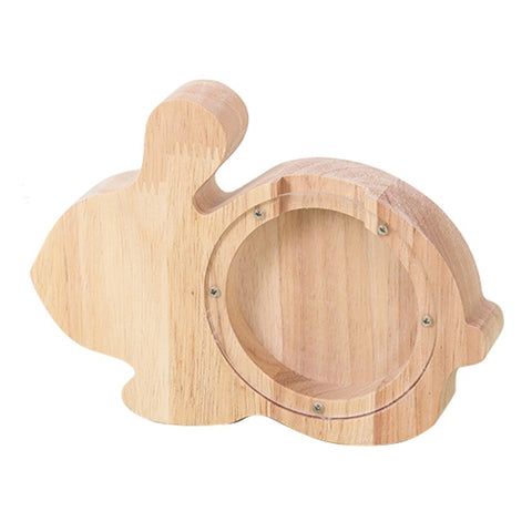 Creative Wooden Animal Piggy Bank Transparent Animal Coin Collect Box Piggy for Kids Gift