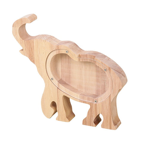 Creative Wooden Animal Piggy Bank Transparent Animal Coin Collect Box Piggy for Kids Gift